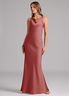 Azazie Allettie Bridesmaid Dresses Antique Rose Mermaid Stretch Satin Dress image5