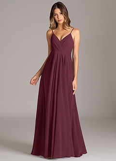 Azazie Amani Bridesmaid Dresses Cabernet A-Line Pleated Chiffon Dress image4