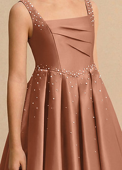 Azazie Jello Flower Girl Dresses Bronzer Ball-Gown Pleated Matte Satin Dress image5