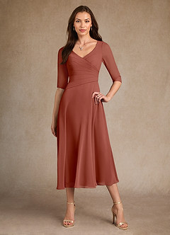 Azazie Durant Mother of the Bride Dresses Auburn A-Line Pleated Chiffon Dress image4