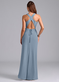 Azazie Evadne Bridesmaid Dresses Dusty Blue A-Line Pleated Chiffon Dress image7
