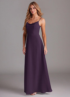 Azazie Daenerys Brautjungfernkleider A-Linie Kutte Chiffon Kleid Pflaume image4