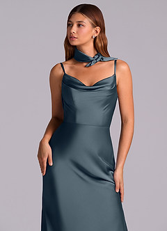 Azazie Yazmine Final Sale Dusty Sage Mermaid Pleated Stretch Satin Dress image8