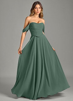 Azazie Chelsey Slutförsäljning Klä av A-Linje i Chiffong Av axeln Lemon Sorbet Konvertibel image5