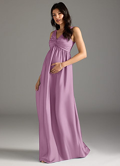 Azazie Yetta Brautjungfernkleider für Schwangere A-Linie Plissee Stretch-Satin Bodenlänge Kleid image1