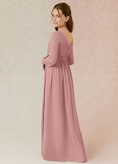 Azazie Angelica Junior Jurk van Chiffon met A-Lijn Geplooid Stoffige Roos image2