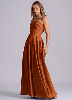 Azazie Lucienne Bridesmaid Dresses Burnt Orange A-Line Strapless Floral Burnout Dress image7