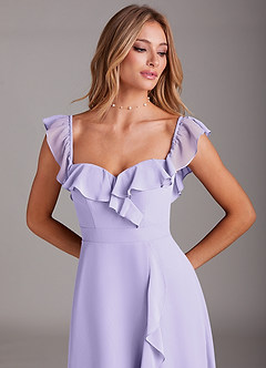 Azazie Lyra Bridesmaid Dresses Lilac A-Line Chiffon Convertible Dress image10