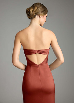 Azazie Leonis Bridesmaid Dresses Terracotta Mermaid Pleated Stretch Satin Convertible Dress image7
