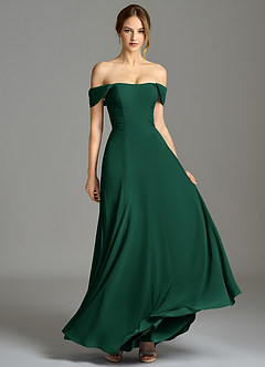Azazie Oasis Bridesmaid Dresses Emerald A-Line with Pockets Chiffon Dress image4