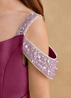 Azazie Jodi Flower Girl Dresses Mulberry A-Line Matte Satin Dress image6