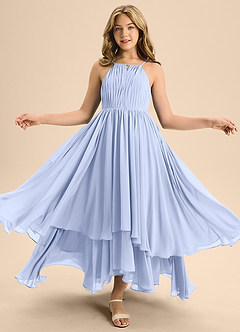 Azazie Elliora Junior Ice A-Line Pleated Chiffon Dress image5