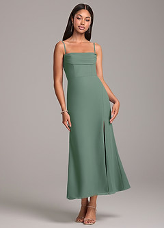 Azazie Saige Bridesmaid Dresses Eucalyptus Sheath Off the Shoulder Chiffon Convertible Dress image7