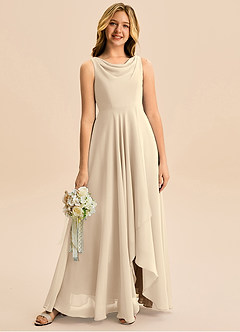 Azazie Mannie Junior Linia A Pofałdowany Szyfon Asymetryczny Młodsza druhna Sukienka image1