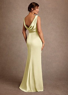 Azazie Baltimore 신부의 어머니 드레스 A라인 주름진 스트레치 새틴 플로어 길이 드레스 image2