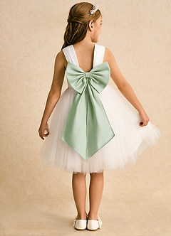 Azazie Dimple Abiti da Ragazza di Fiori Abito Principessa in Tulle Pizzo Avorio Salvia Polverosa image1