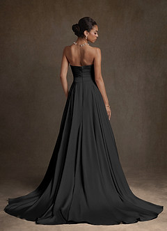 Azazie Alta Wedding Dresses Black A-Line Strapless Stretch Satin Dress image2