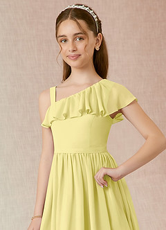 Azazie Mango Junior Vestido de Sorbete De Limón de Gasa de Corte en A con Volante image4