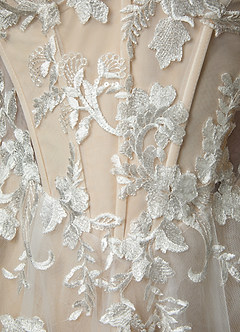 Azazie Aurorie Wedding Dresses Diamond White Nude A-Line Sequins Tulle Dress image8