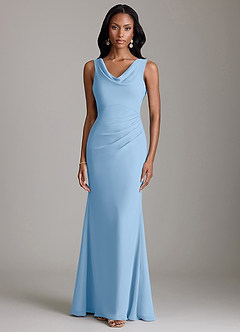 Azazie Linelle At-home Try On Dresses Burgundy Mermaid Pleated Chiffon Dress image5