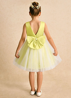 Azazie Esme Abiti da Ragazza di Fiori Abito Principessa in Tulle Fiocco Canarino image8