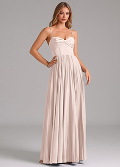 Azazie Akiko Bridesmaid Dresses Blushing Pink A-Line Sweetheart Neckline Stretch Satin Dress image3