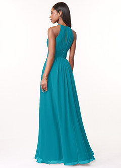 Azazie Bonnie Bridesmaid Dresses Jade A-Line Keyhole Ruched Chiffon Dress image2