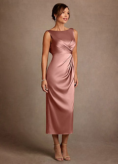 Azazie Mazhe Mère de la mariée Robes Robe Trapèze en Satin extensible Plissée Rosette image4