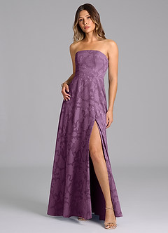 Azazie Wren Bridesmaid Dresses Wisteria A-Line Strapless Floral Burnout Dress image3