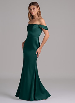 Azazie Miley Bridesmaid Dresses Pine Mermaid Off the Shoulder Stretch Satin Convertible Dress image4