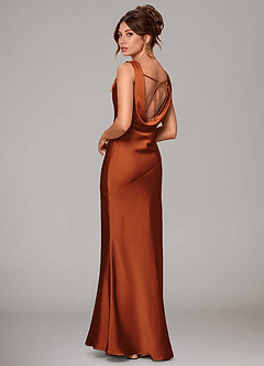 Azazie Rylina Abiti da Damigella Abito Sirena in Raso Elasticizzato Cannella image9