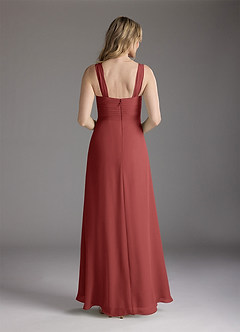 Azazie Weisz Final Sale Agave A-Line Square Neckline Pleated Chiffon Dress image6