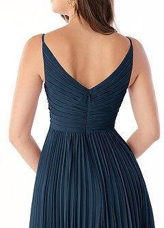 Azazie Raychelle Bridesmaid Dresses Dark Navy A-Line V-Neck Chiffon Dress image7