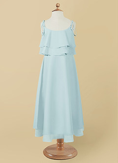 Azazie Temi Flower Girl Dresses Mist A-Line Spaghetti Strap Chiffon Dress image10