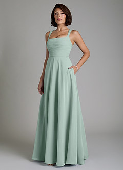 Azazie Azaria Bridesmaid Dresses Agave A-Line Corset Chiffon Dress image5