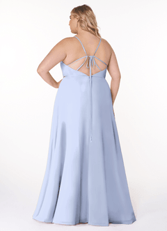 Azazie Everleigh Robes de demoiselle d'honneur Robe Trapèze en Mousseline de soie Plissé en cœur Eis image9