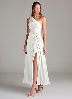 Azazie Brooke Suknie dla druhen Linia A Jedno ramię Satyna elastyczna Długość kostki Sukienka image3