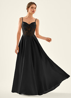 Nimbus Black Cutout Corset Satin Prom Dress image1