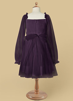Azazie Aya Flower Girl Dresses Plum A-Line with Sleeves Tulle Dress image7
