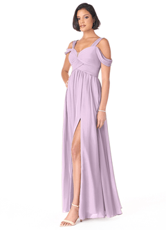 Azazie Lianne Brautjungfernkleider A-Linie Schulterfrei Chiffon Kleid Frostiges Flieder image3