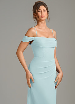 Azazie Jalice Brautjungfernkleider Meerjungfrau-Linie Schulterfrei Chiffon Kleid Seegrün image2