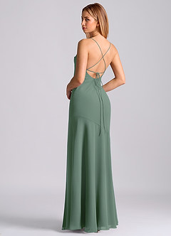 Azazie Grata 신부 들러리 드레스 인어 주름진 쉬폰 바닥 길이 드레스 image2