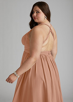 Azazie Ashia Bridesmaid Dresses Champagne Rose A-Line Pleated Chiffon Dress image8