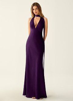 Wrenllien Grape Satin Prom Dress image5