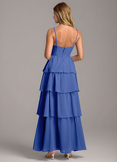Azazie Alanna Vestidos de damas de honor Vestido de Azul Real de Gasa de Corte en A con Escote de Corazón image7