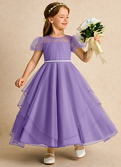 Azazie Duckie Abiti da Ragazza di Fiori Abito Principessa in Tulle Plissettato Tahiti image1