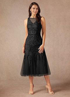 Azazie Herrin Mother of the Bride Dresses Black Mermaid Lace Dress image2