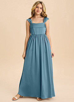 Azazie Hattie Junior Klä av A-Line i Stretch Satin Plisserad image8