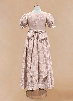 Azazie Joss Robe Demoiselle D'honneur Fillette Robe Trapèze en Blumen-Burnout avec manches Rose Pâle image5