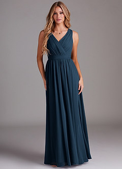 Azazie Kingsley Bridesmaid Dresses Dark Navy A-Line Lace Chiffon Dress image1